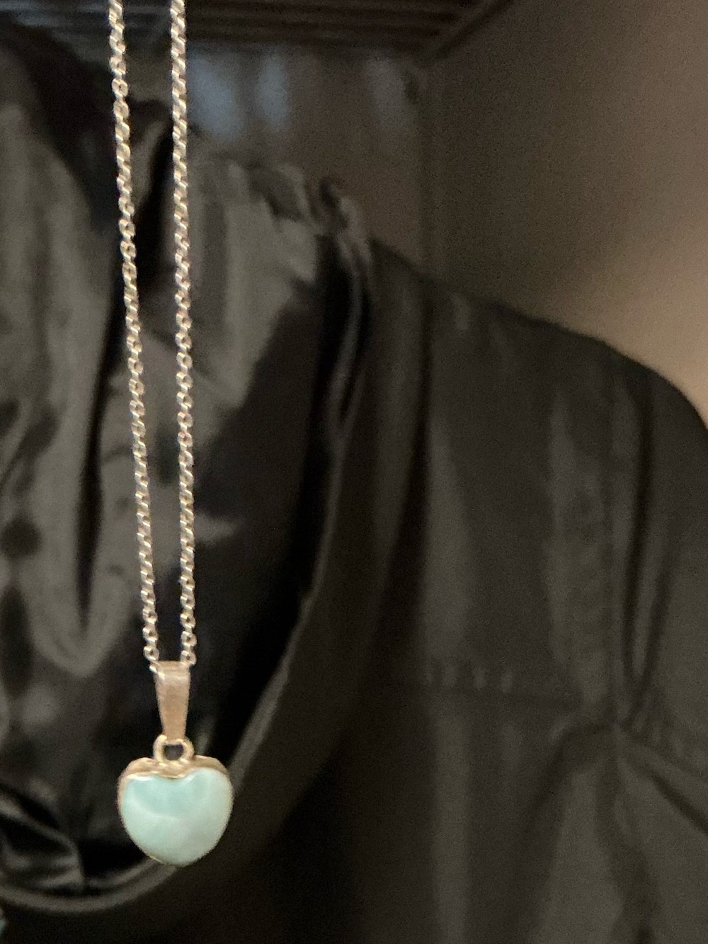 Sterling Silver Heart Pendant with Light Blue Stone